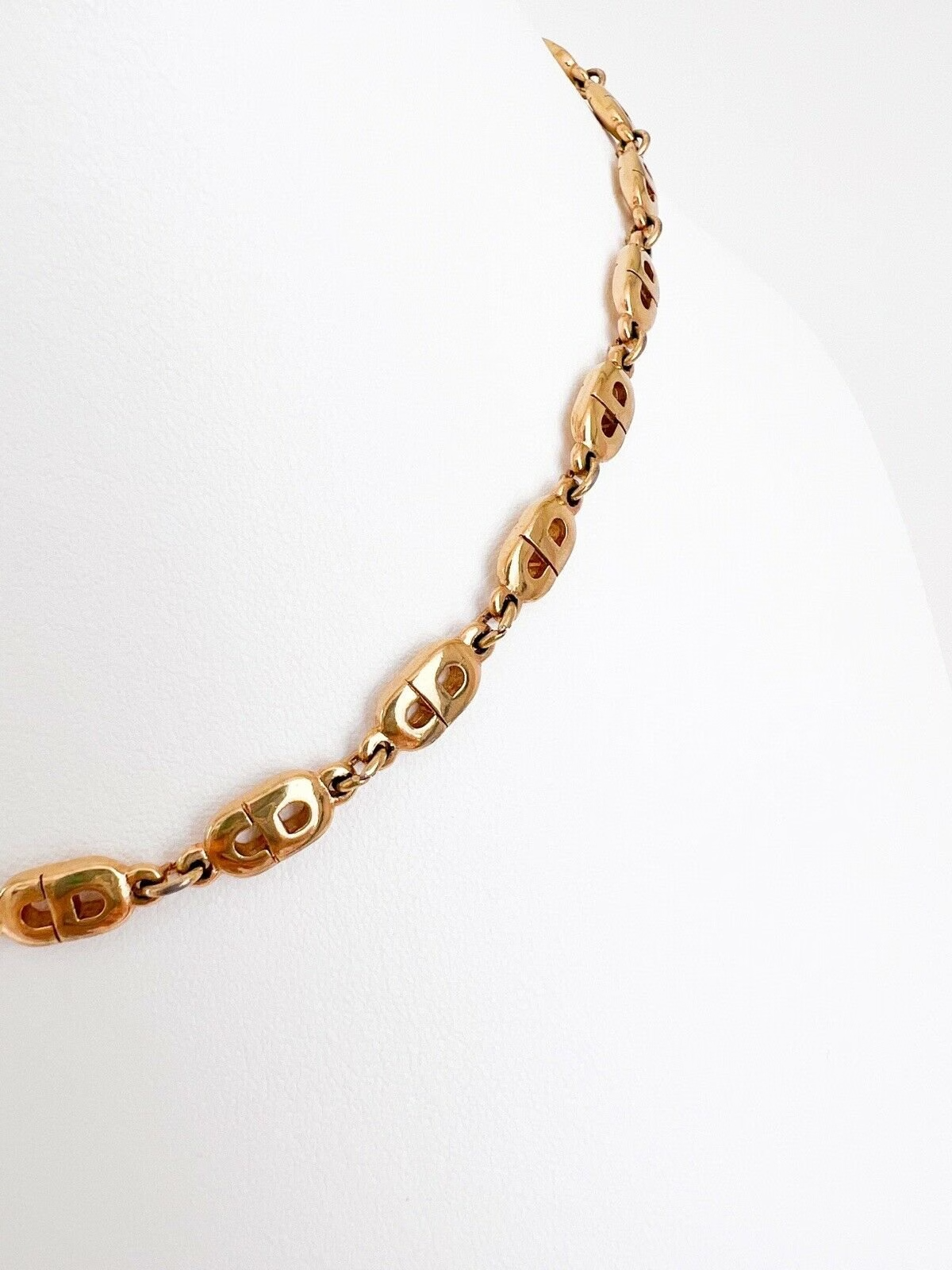 Vintage Dior Necklace, CD Logo Link Necklace, Christian Dior Necklace, Dior Link Gold Tone Necklace, Vintage Jewelry gold Dior letter choker
