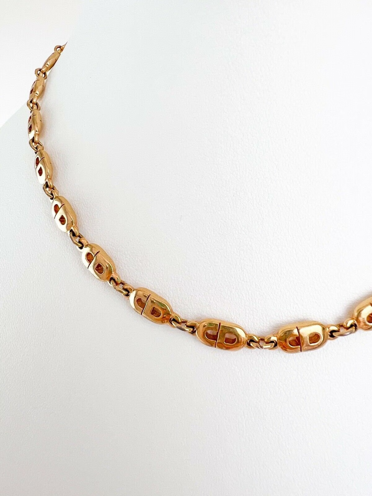 Vintage Dior Necklace, CD Logo Link Necklace, Christian Dior Necklace, Dior Link Gold Tone Necklace, Vintage Jewelry gold Dior letter choker