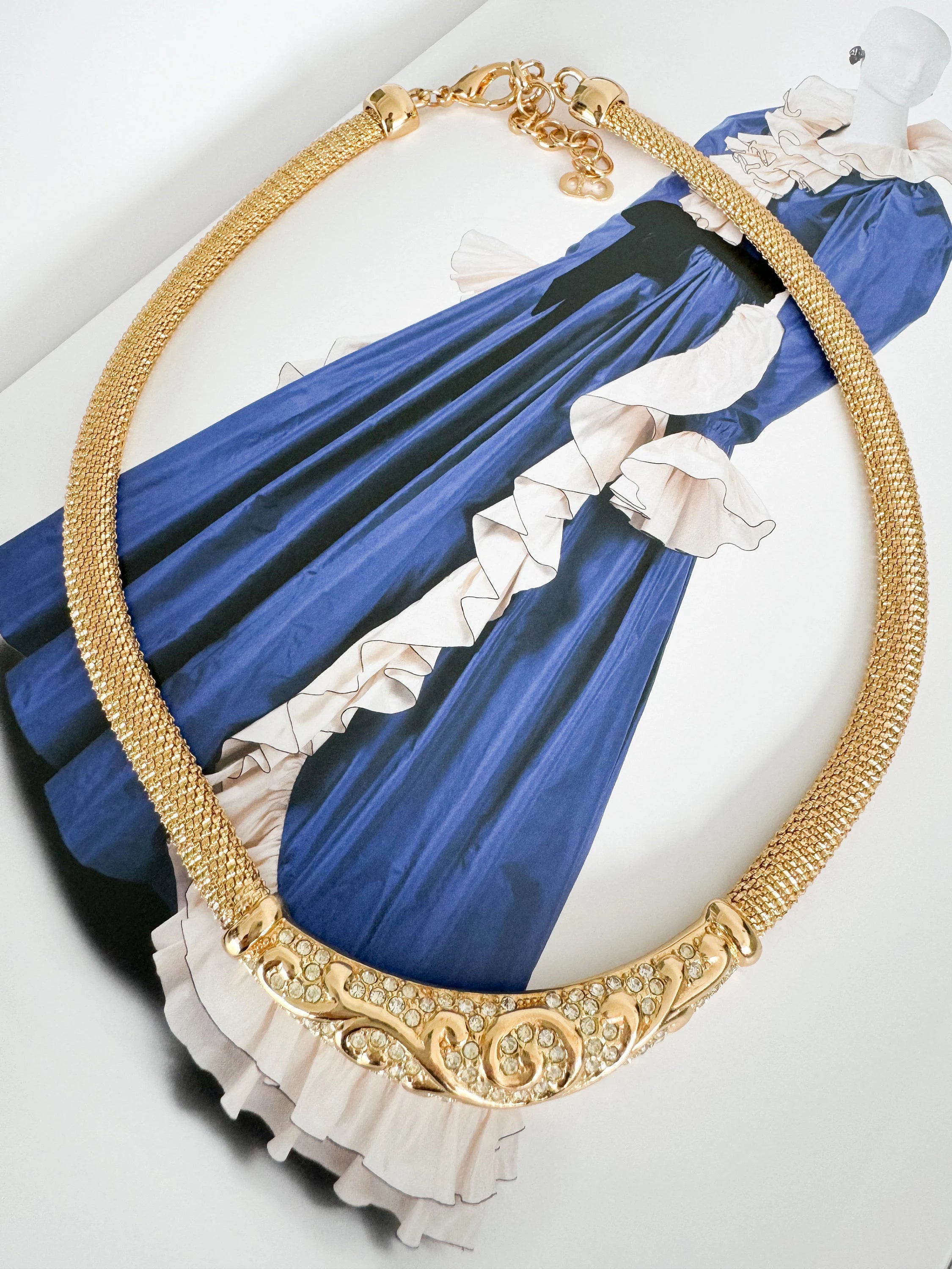 Vintage Christian Dior Necklace , Bridal necklace , vintage Necklace , personalized Gift , choker necklace Gold Authentic vintage Rhinestone