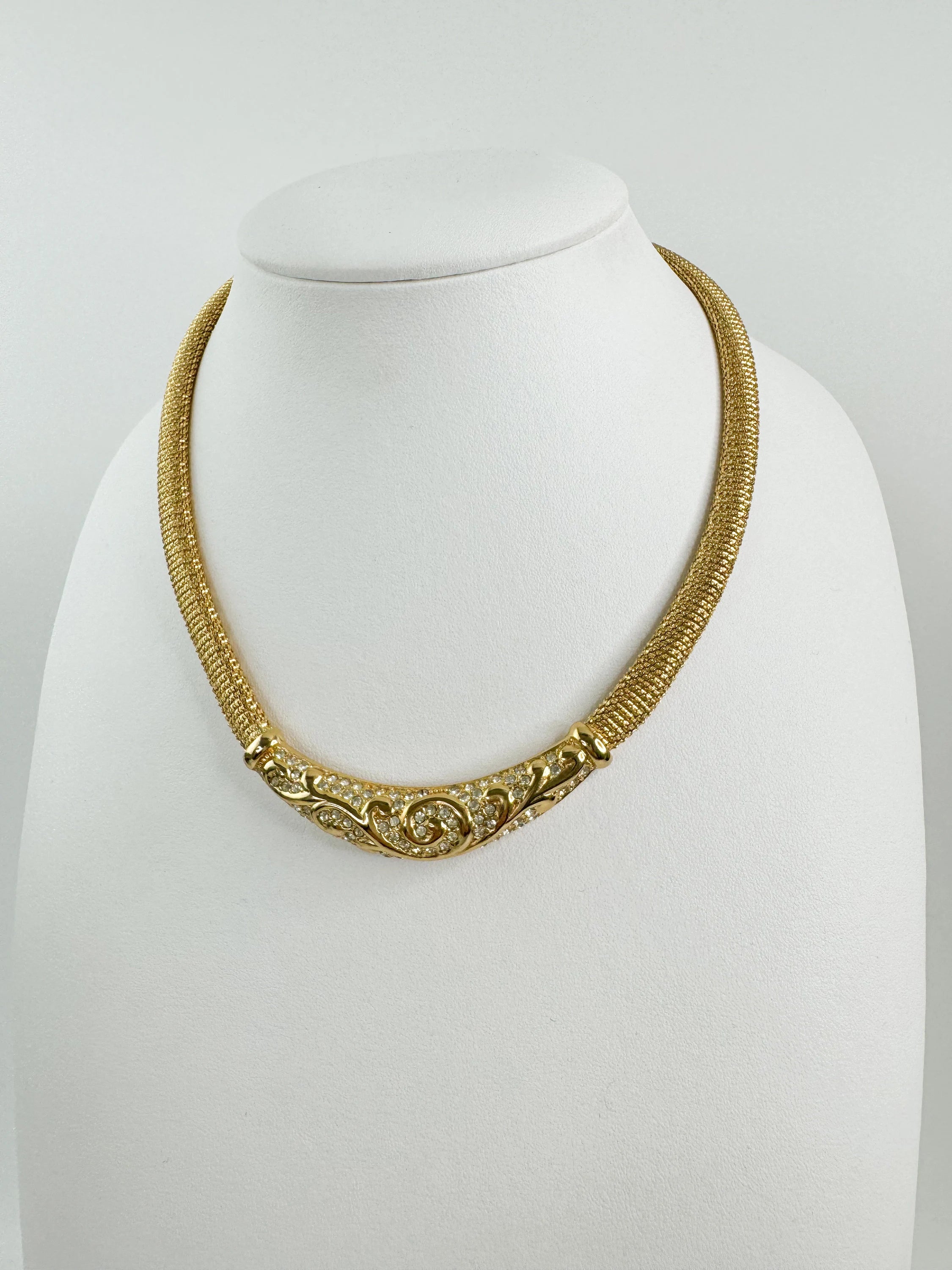 Vintage Christian Dior Necklace , Bridal necklace , vintage Necklace , personalized Gift , choker necklace Gold Authentic vintage Rhinestone