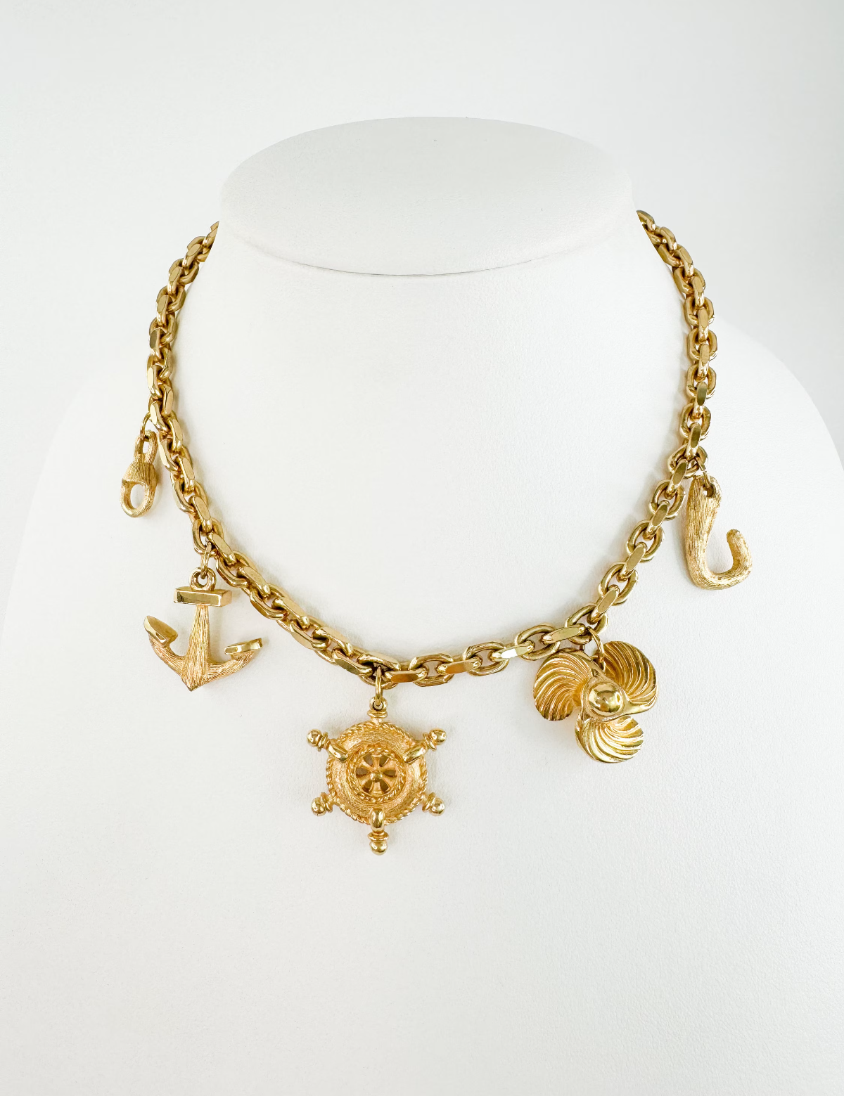 Christian Dior Necklace, 1990’s Dior necklace,  Dior 5 Charms Marine Necklace, Dior  Anchor Necklace, Gold  Necklace, Dior Vintage Jewelry