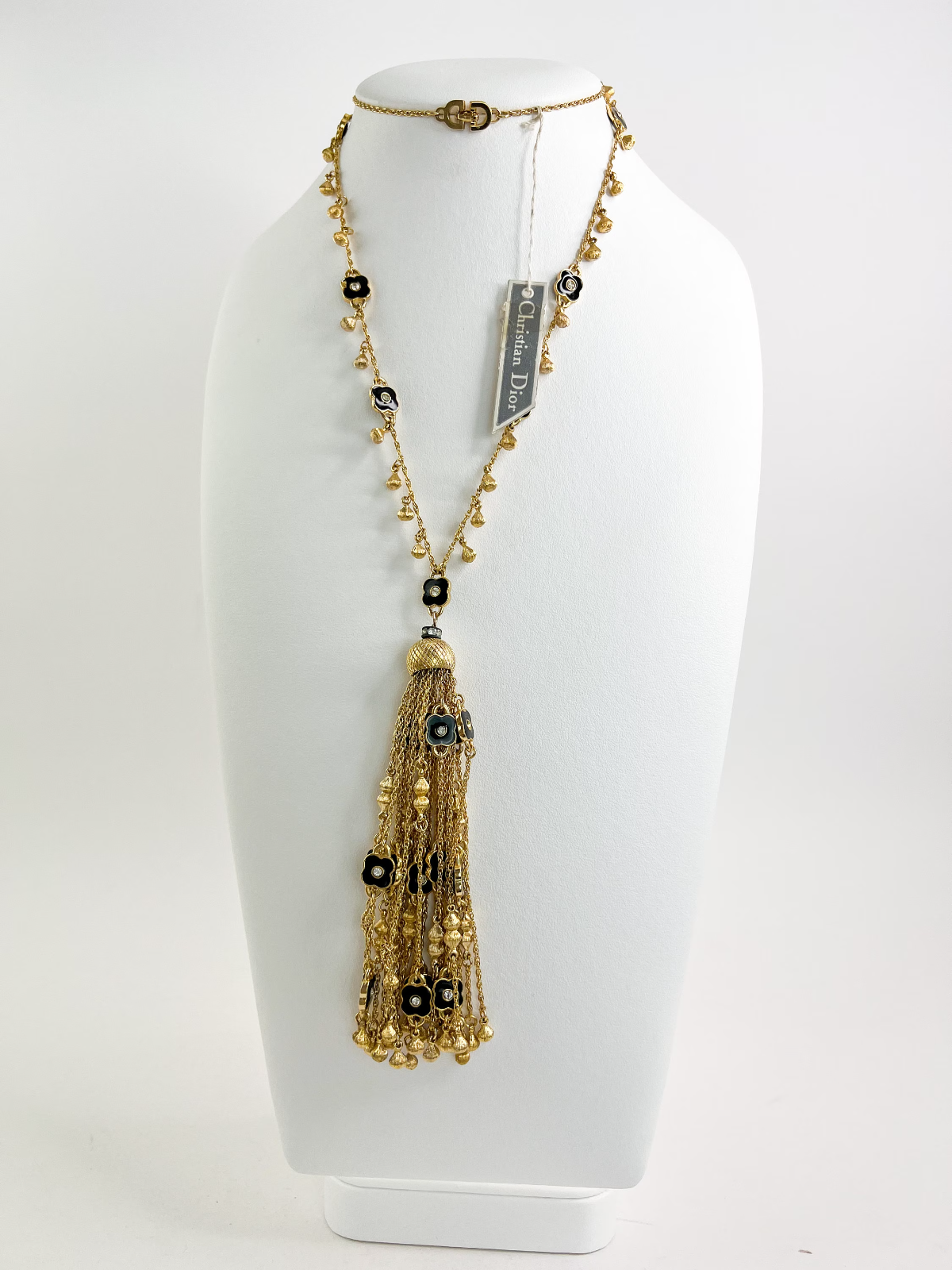 Vintage Christian Dior Necklace, Vintage Dior necklace Fringe, Dior Germany Gold Tone Choker Necklace Dior Tassel necklace, charm necklace