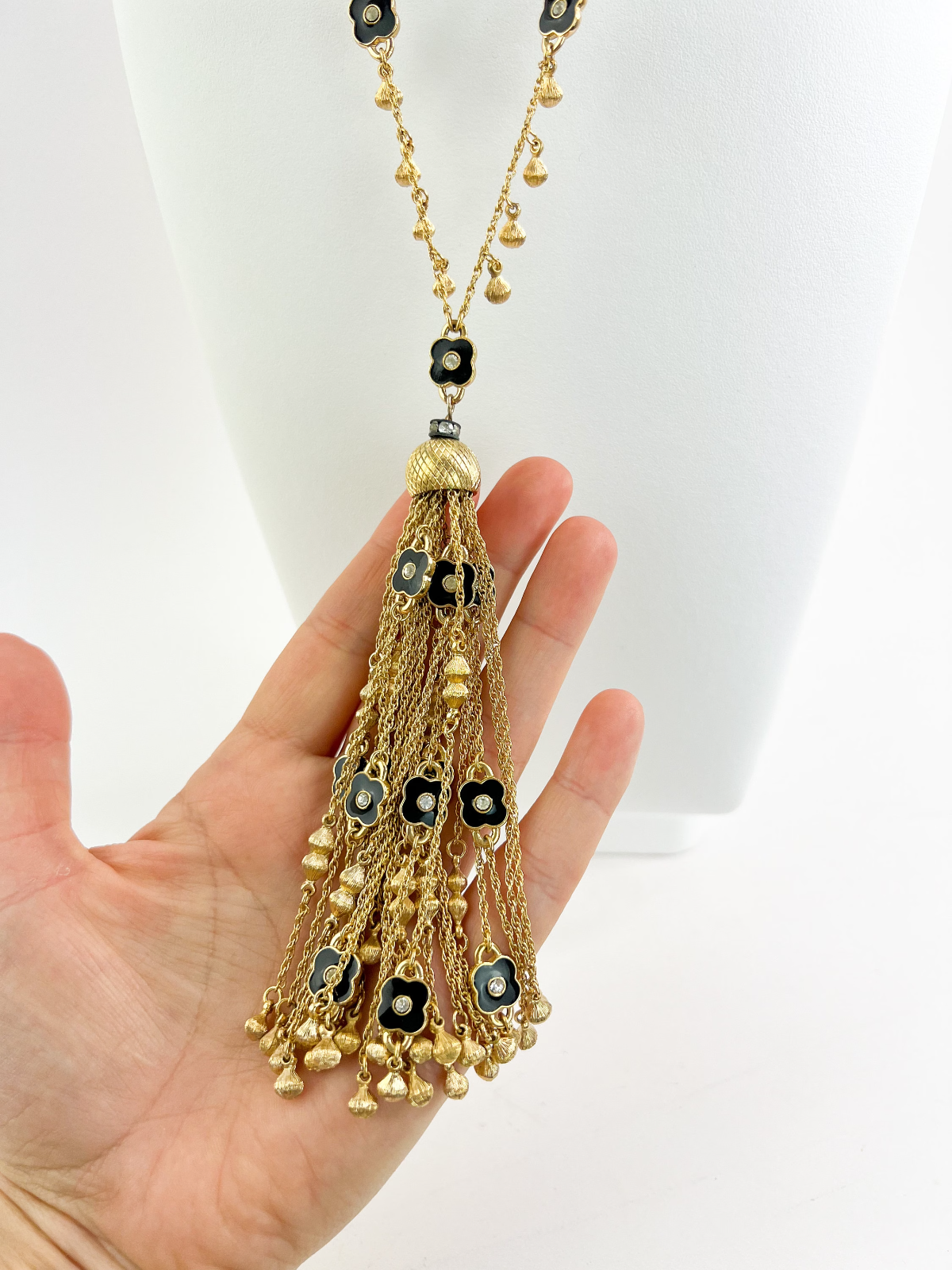 Vintage Christian Dior Necklace, Vintage Dior necklace Fringe, Dior Germany Gold Tone Choker Necklace Dior Tassel necklace, charm necklace