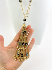 Vintage Christian Dior Necklace, Vintage Dior necklace Fringe, Dior Germany Gold Tone Choker Necklace Dior Tassel necklace, charm necklace