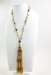 Vintage Christian Dior Necklace, Vintage Dior necklace Fringe, Dior Germany Gold Tone Choker Necklace Dior Tassel necklace, charm necklace