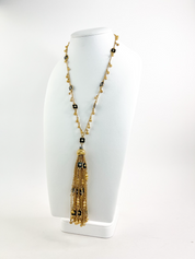 Vintage Christian Dior Necklace, Vintage Dior necklace Fringe, Dior Germany Gold Tone Choker Necklace Dior Tassel necklace, charm necklace