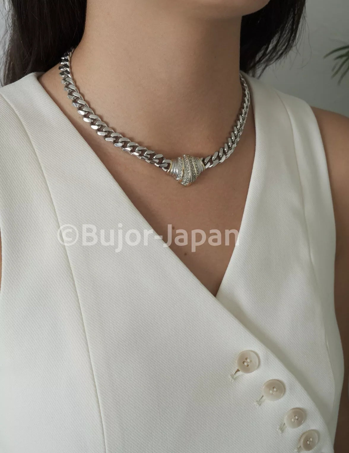 Vintage Christian Dior Necklace, Vintage Necklace Silver, Choker Necklace, Bridesmaid Necklace, Charm Necklace, Vintage Rhinestone, Wedding