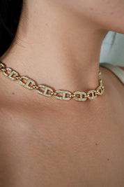 Vintage Christian Dior Gold Choker Necklace with CD Logo & Crystals