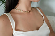 Vintage Christian Dior Gold Choker Necklace with CD Logo Link & Crystals