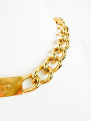 Vintage Christian Dior  ID choker Necklace, Dior Chain Necklace, Gold Tone Necklace John Galliano Dior chunky Curb necklace , Gift for her