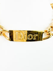Vintage Christian Dior  ID choker Necklace, Dior Chain Necklace, Gold Tone Necklace John Galliano Dior chunky Curb necklace , Gift for her