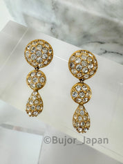 Vintage Christian Dior Dangle  , Germany Gold  Tone Earrings, Clip on Earrings, Crystal Rhinestones, Gift for Her, Women Jewelry