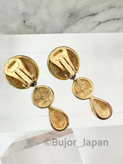 Vintage Christian Dior Dangle  , Germany Gold  Tone Earrings, Clip on Earrings, Crystal Rhinestones, Gift for Her, Women Jewelry