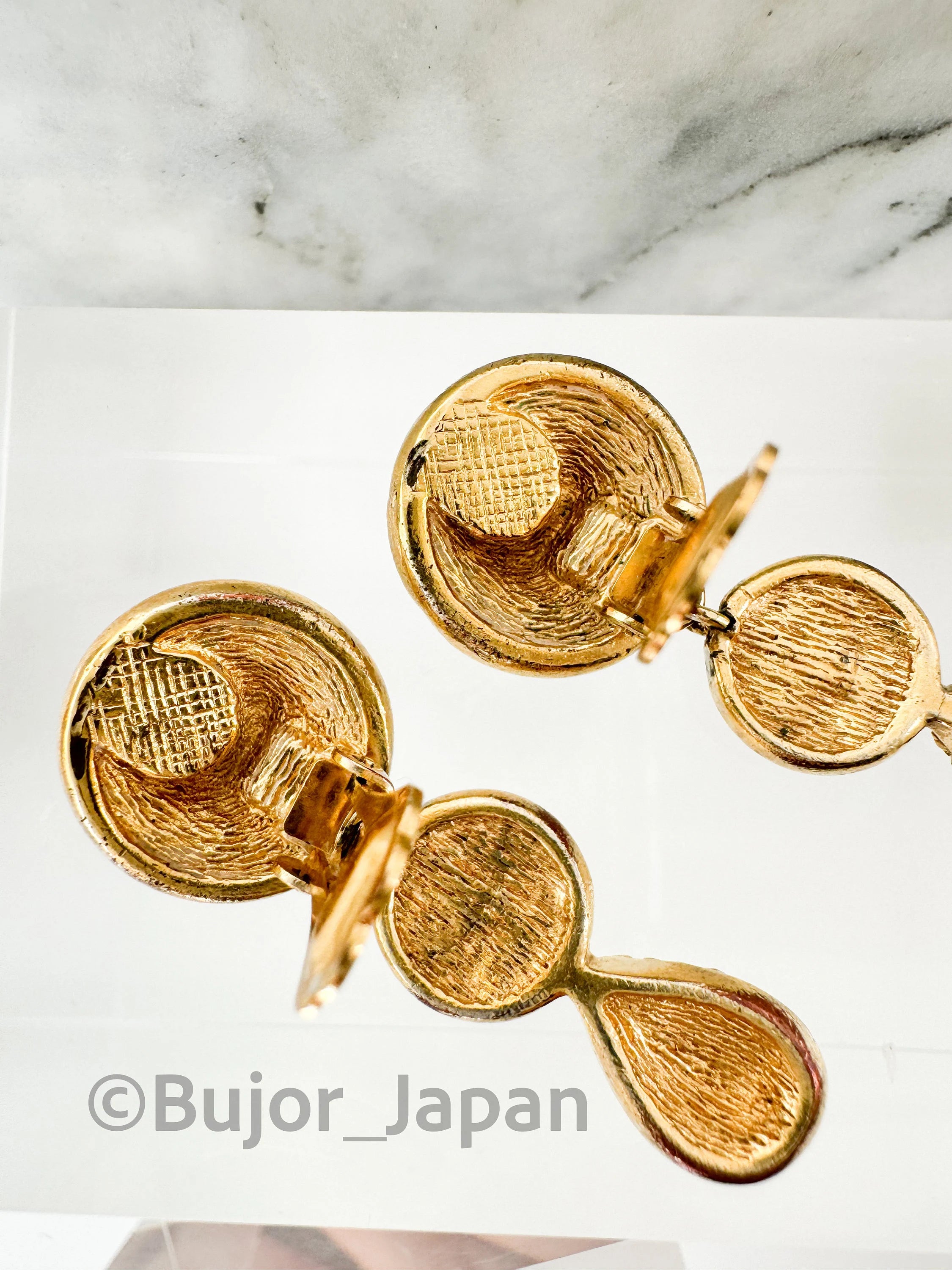 Vintage Christian Dior Dangle  , Germany Gold  Tone Earrings, Clip on Earrings, Crystal Rhinestones, Gift for Her, Women Jewelry