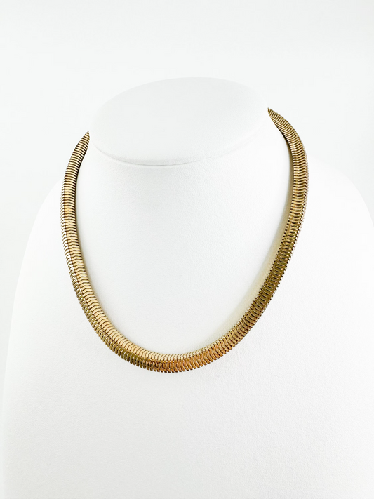 Vintage Christian Dior Necklace 1973 , Dior Chain Necklace, Dior Tubogas necklace Snake chain  Necklace, Gift for her, gold zipper choker