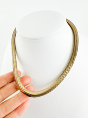 Vintage Christian Dior Necklace 1973 , Dior Chain Necklace, Dior Tubogas necklace Snake chain  Necklace, Gift for her, gold zipper choker