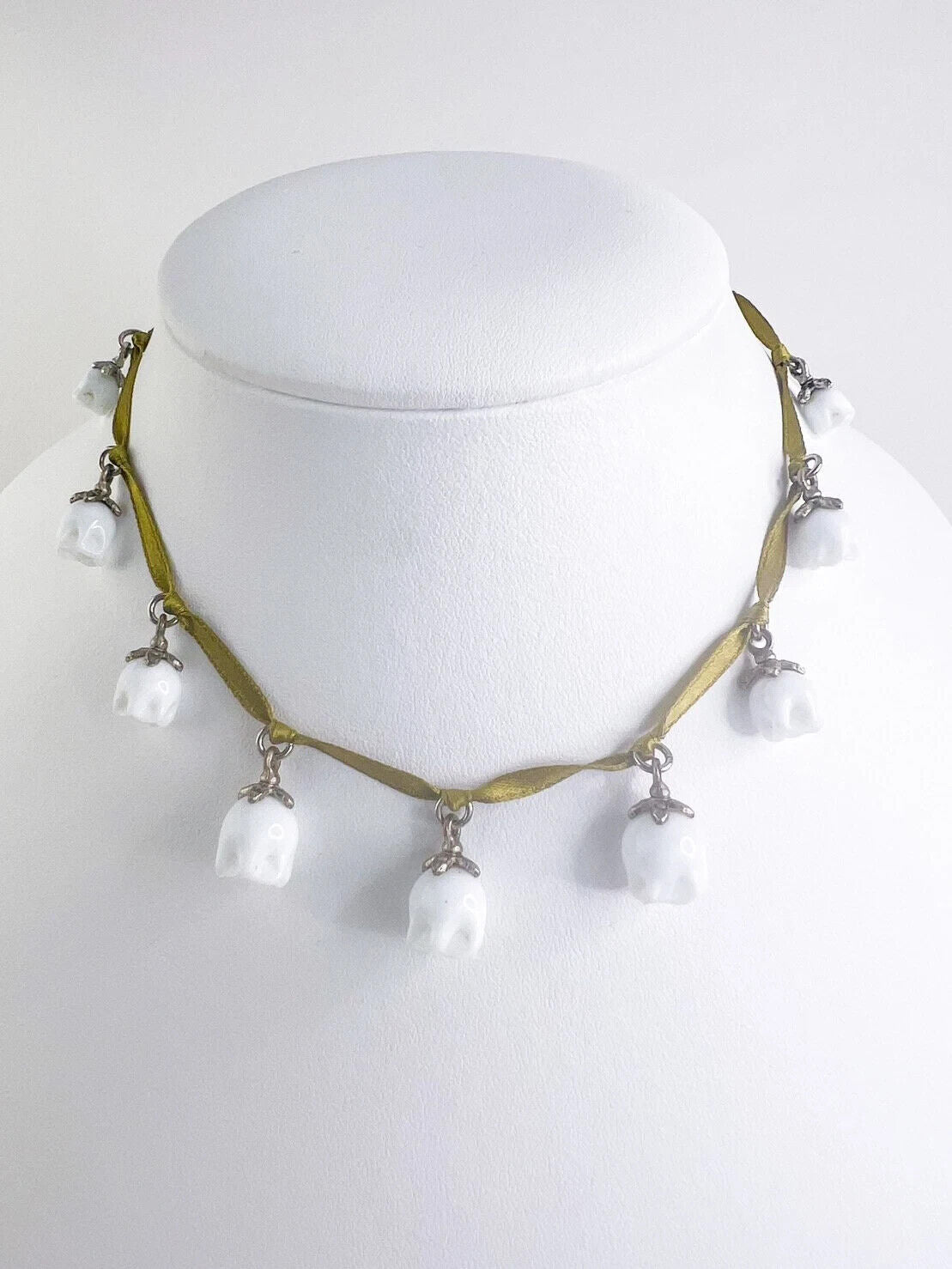 Christian Dior Boutique Necklace, Vintage Dior, Lily of The Valley Charm Necklace, White Floral Necklace, Water Lily Necklace, Gift for Her