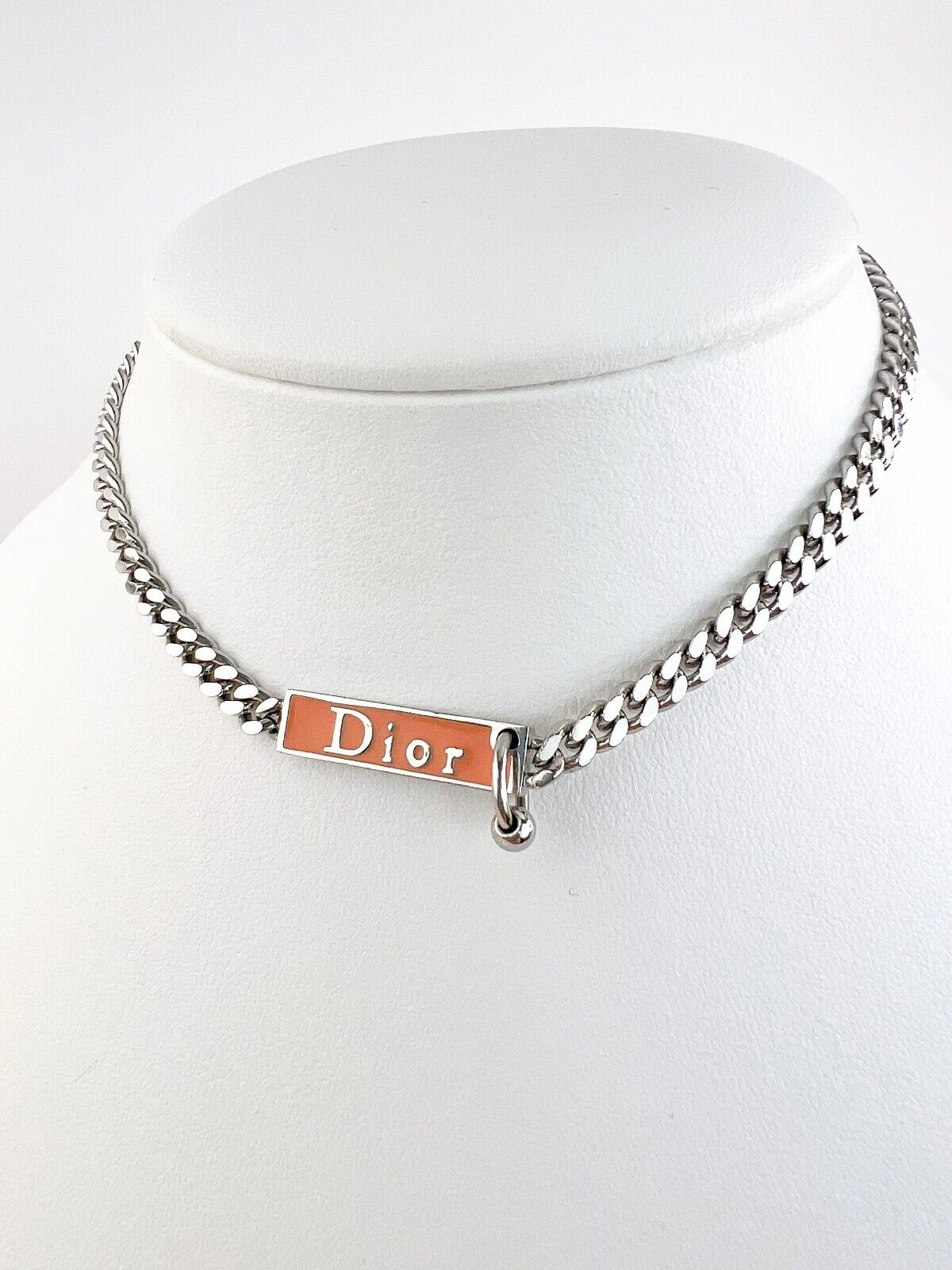 Vintage Dior Necklace, Dior Choker ,Dior letter Link  Vintage Necklace, Personalised Gifts, Choker  Silver, CD Logo, Gift for Her , Dior Y2K