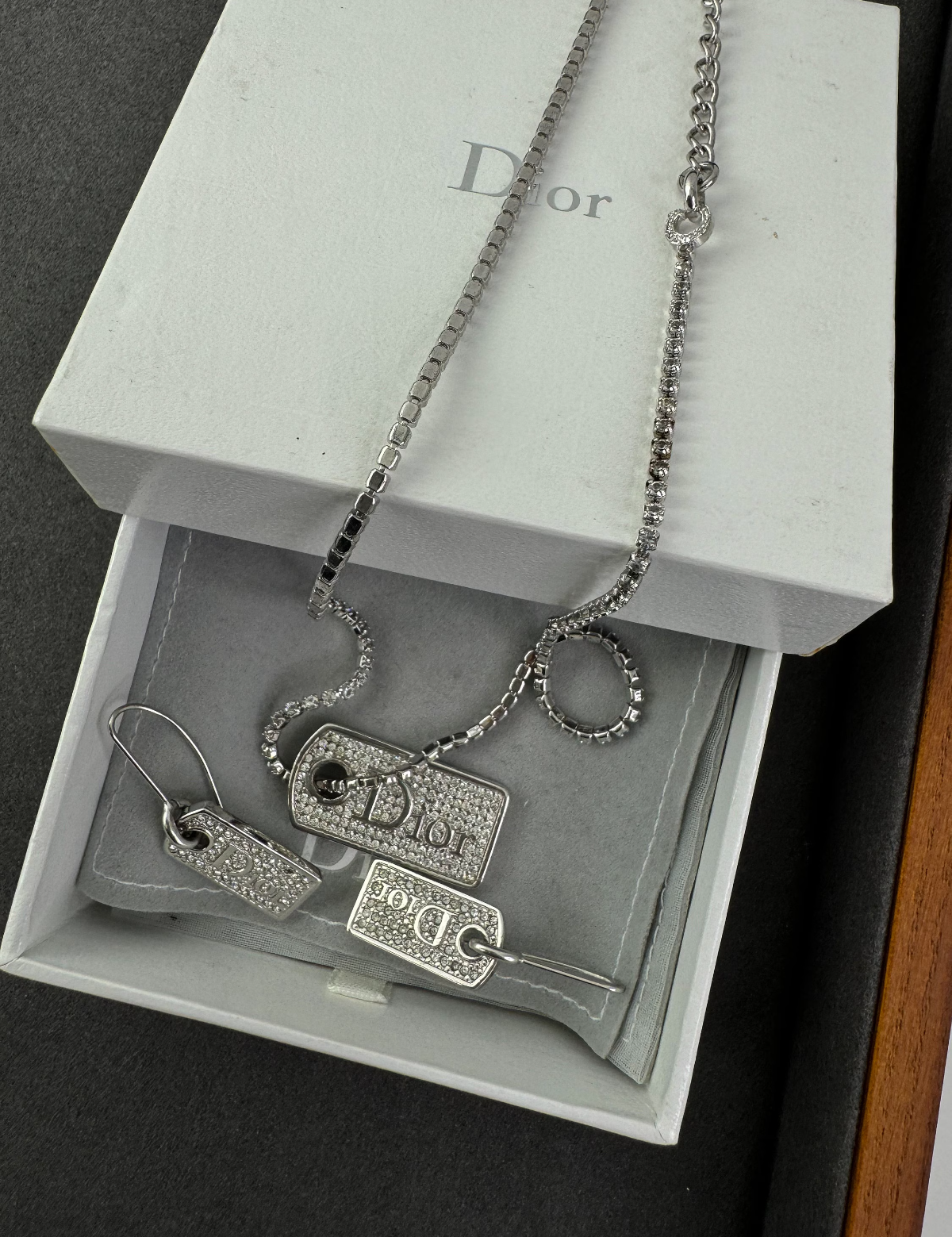 Christian Dior necklace, Dior earrings, Dior Set , CD logo necklace, Vintage Christian Dior choker ID tag , John Galliano rare jewelry