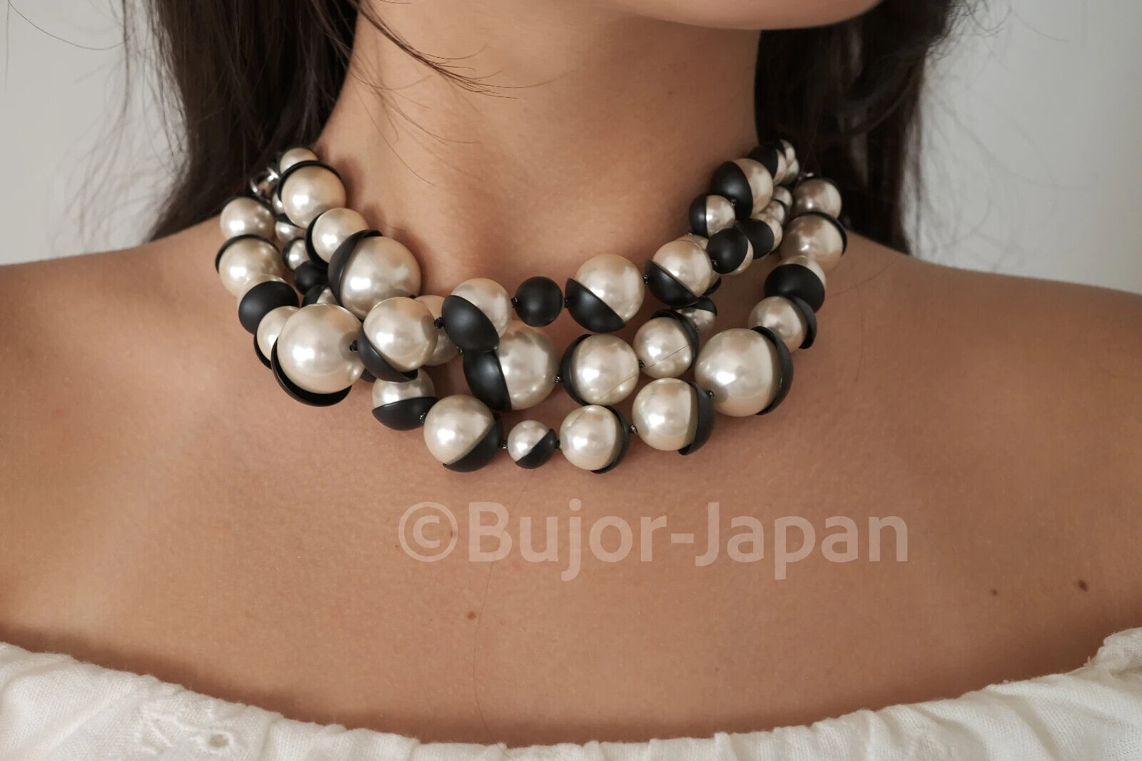 Christian Dior Necklace, Mise en Dior, black Tone Necklace, Multi-Strand Necklace, Choker Necklace, Pearl Necklace, Jewelry for Women