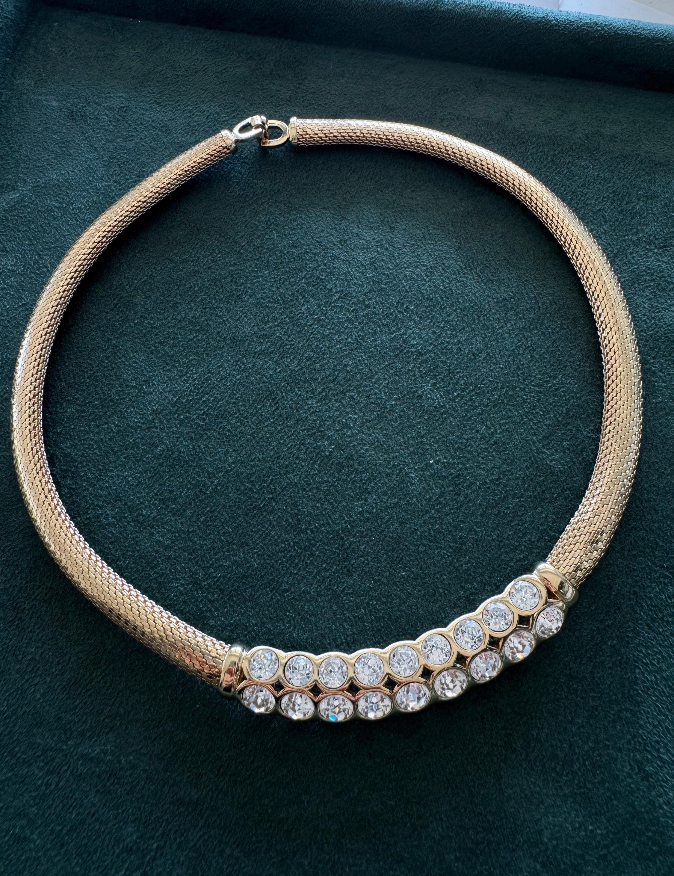 Vintage Christian Dior Necklace, Dior Chain Necklace, Dior Tubogas necklace Snake chain  Necklace, Gift for her, gold zipper choker