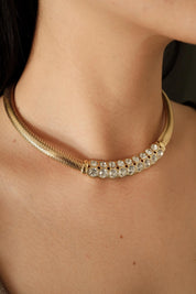 Vintage Christian Dior Necklace, Dior Chain Necklace, Dior Tubogas necklace Snake chain  Necklace, Gift for her, gold zipper choker
