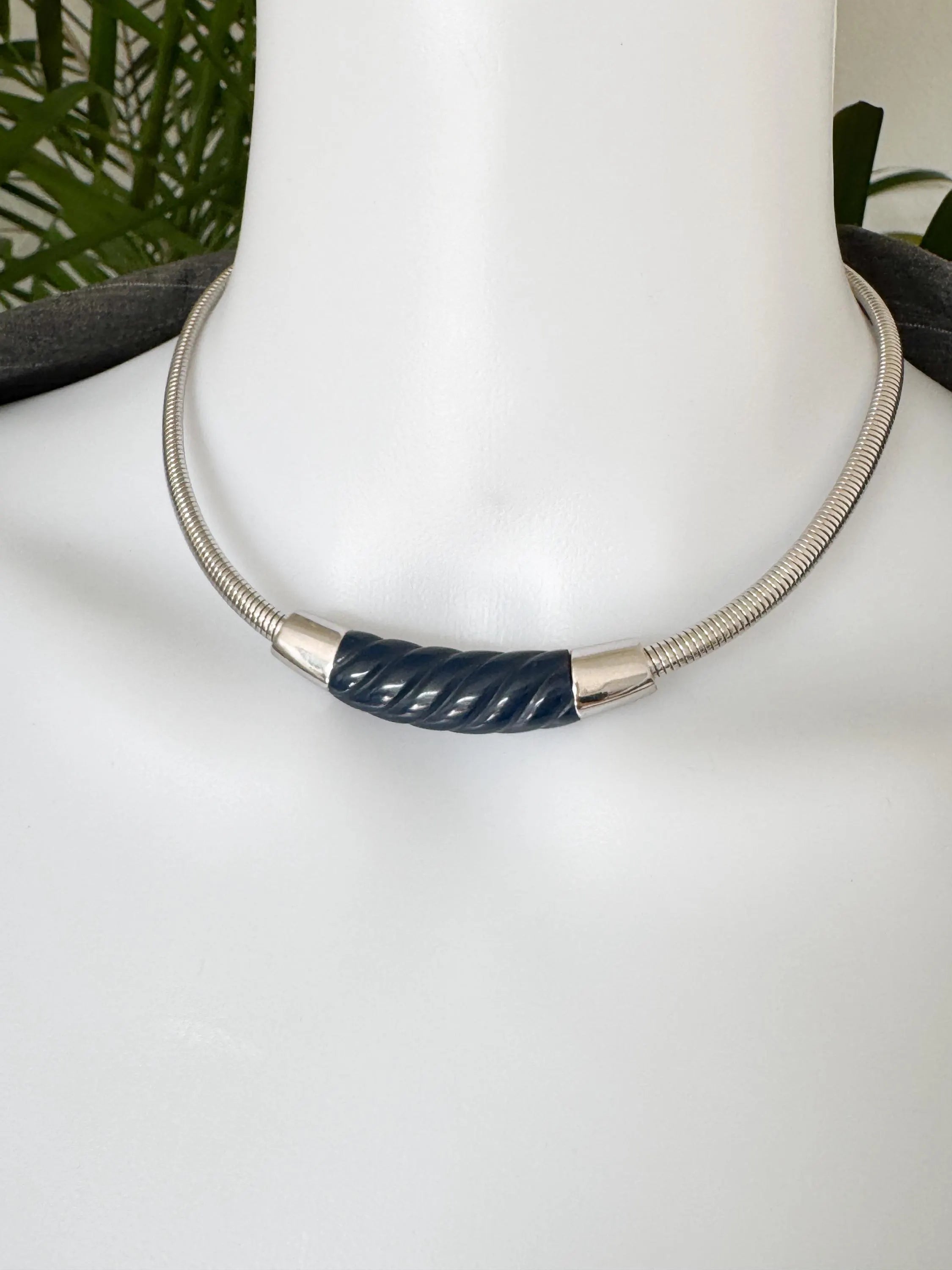 Vintage Givenchy Choker: Silver Plated G Logo Link, 1978 women necklace woman jewelry, vintage necklace