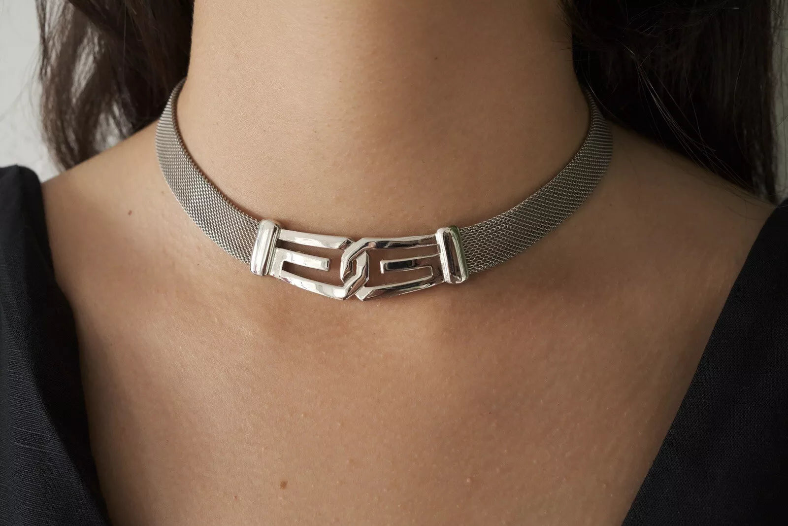 Vintage Givenchy Necklace 1977 , Givenchy Chunky Choker Necklace, Logo Givenchy Jewelry ,Designer High End Jewelry ,70s Vintage necklace,