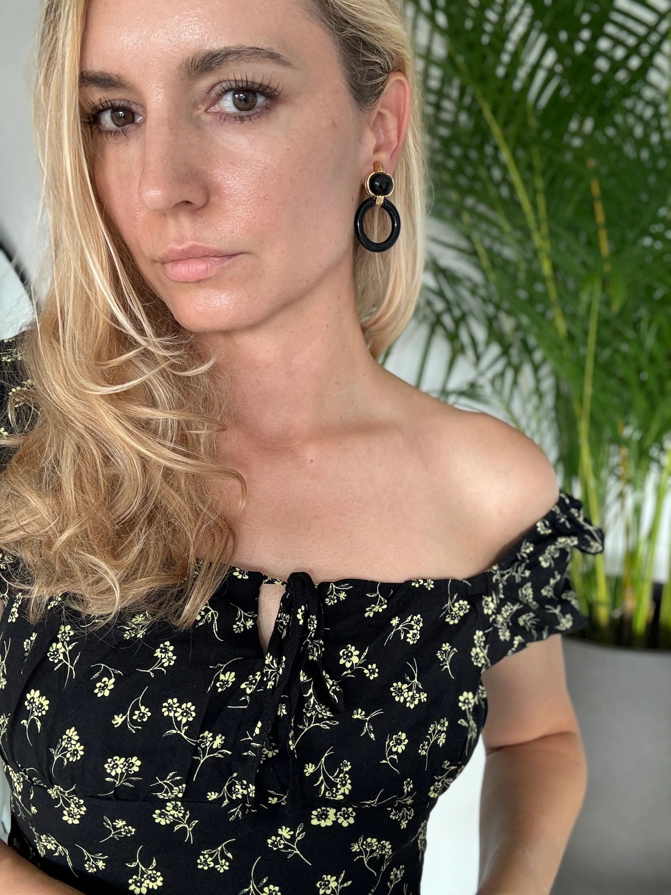 Vintage Givenchy Earrings, Gold Tone Earrings, Vintage Dangle Earrings, black  Earrings, Vintage Givenchy hoop  Earrings, Gift for her
