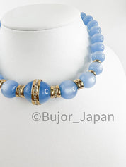 Givenchy Vintage necklace Blue Glass Lucite choker  beaded Rhinestone Gold  necklace choker, Chain Necklace, Gift for her, Jewelry for women