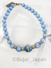 Givenchy Vintage necklace Blue Glass Lucite choker  beaded Rhinestone Gold  necklace choker, Chain Necklace, Gift for her, Jewelry for women