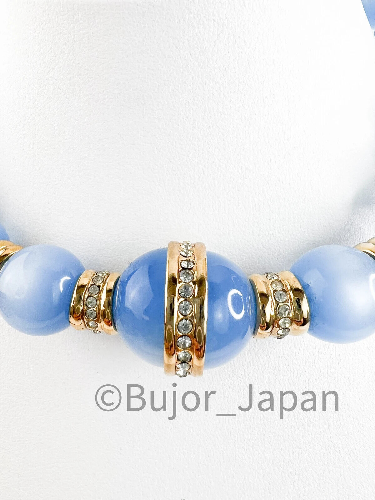 Givenchy Vintage necklace Blue Glass Lucite choker  beaded Rhinestone Gold  necklace choker, Chain Necklace, Gift for her, Jewelry for women