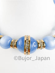 Givenchy Vintage necklace Blue Glass Lucite choker  beaded Rhinestone Gold  necklace choker, Chain Necklace, Gift for her, Jewelry for women