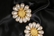 Flower Earrings Pearl, Givenchy Vintage Earrings, Gold Daisy Earrings, Gift For Her, Dainty Earrings , White Flower Statement EarringsVintage Givenchy Earrings, Givenchy Daisy Earrings, Givenchy pearl earrings  Gift For Her, Dainty Earrings, White Flower Bridal Earrings