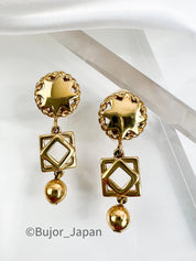 Givenchy Vintage Earrings, Gold Tone Dangling Earrings, Drop Earrings, Openwork Star Charm Earrings, Cute Earrings, Jewelry for Women