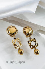 Givenchy Vintage Earrings, Gold Tone Dangling Earrings, Drop Earrings, Openwork Star Charm Earrings, Cute Earrings, Jewelry for Women