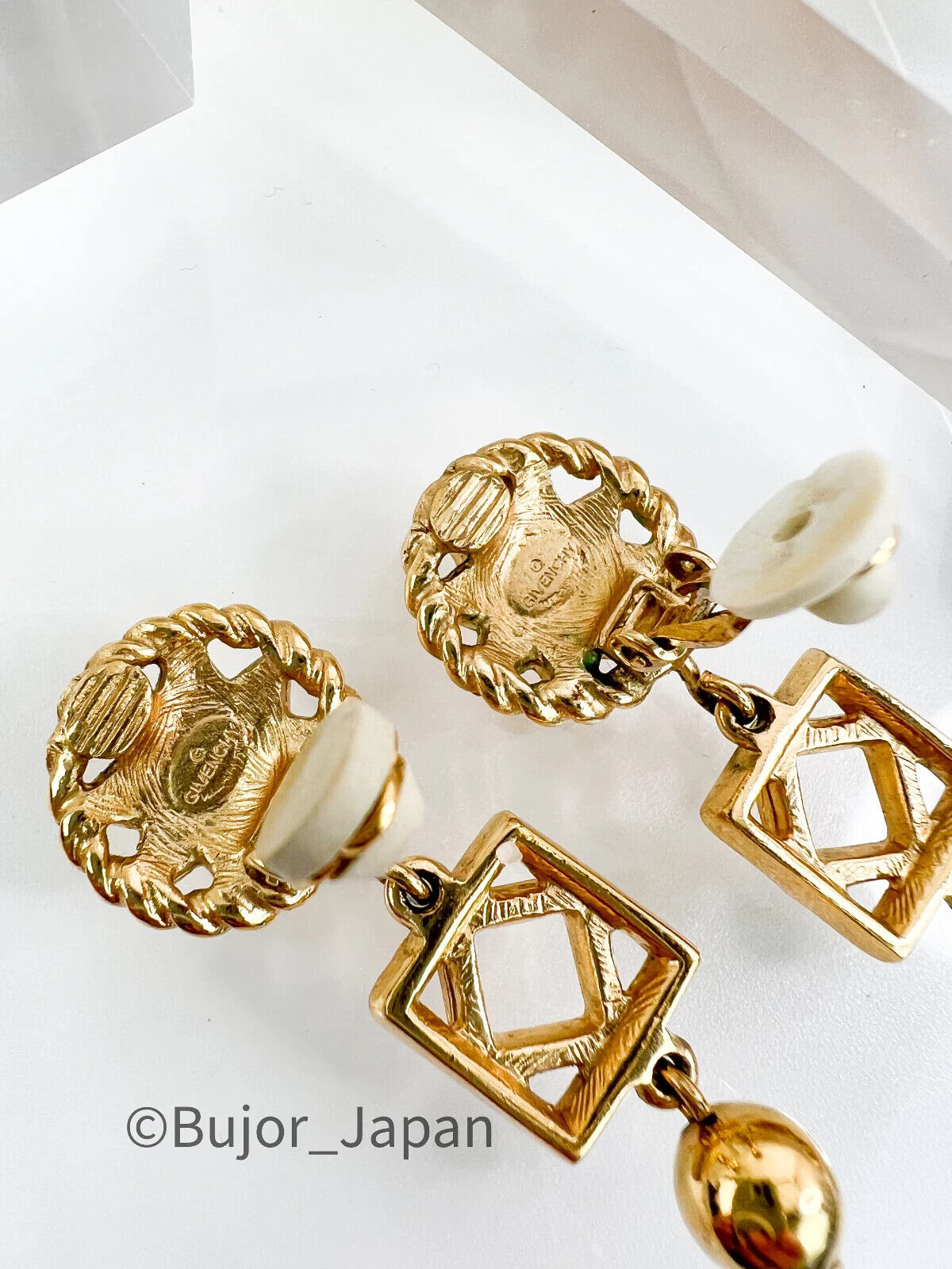 Givenchy Vintage Earrings, Gold Tone Dangling Earrings, Drop Earrings, Openwork Star Charm Earrings, Cute Earrings, Jewelry for Women