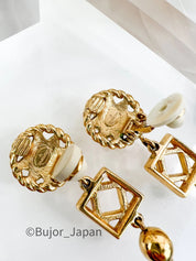 Givenchy Vintage Earrings, Gold Tone Dangling Earrings, Drop Earrings, Openwork Star Charm Earrings, Cute Earrings, Jewelry for Women