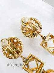 Givenchy Vintage Gold Tone Dangling Earrings Openwork Star