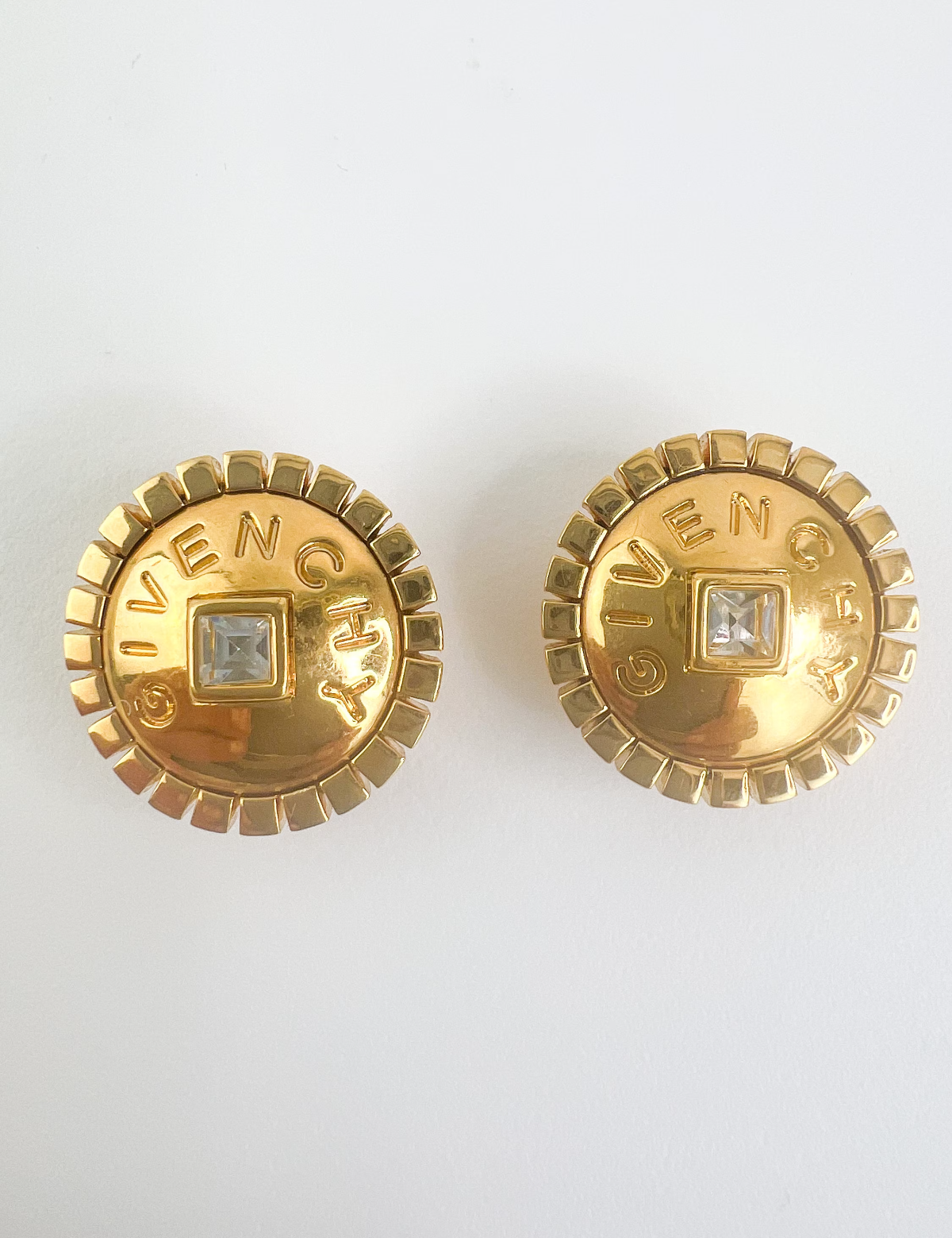 Givenchy Earrings, Vintage Earrings, Round Earrings, Coin Earrings, Bridal Jewelry, Gold round medal, Wedding Jewelry, Jewelry for Women