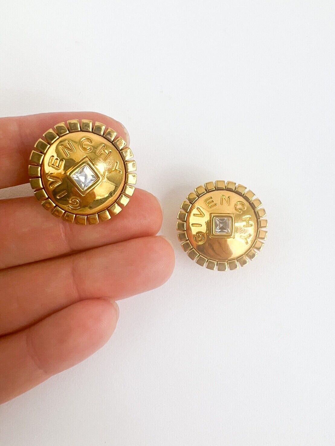 Givenchy Earrings, Vintage Earrings, Round Earrings, Coin Earrings, Bridal Jewelry, Gold round medal, Wedding Jewelry, Jewelry for Women