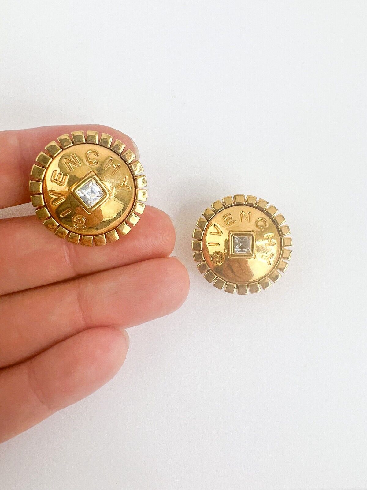 Givenchy Earrings, Vintage Earrings, Round Earrings, Coin Earrings, Bridal Jewelry, Gold round medal, Wedding Jewelry, Jewelry for Women