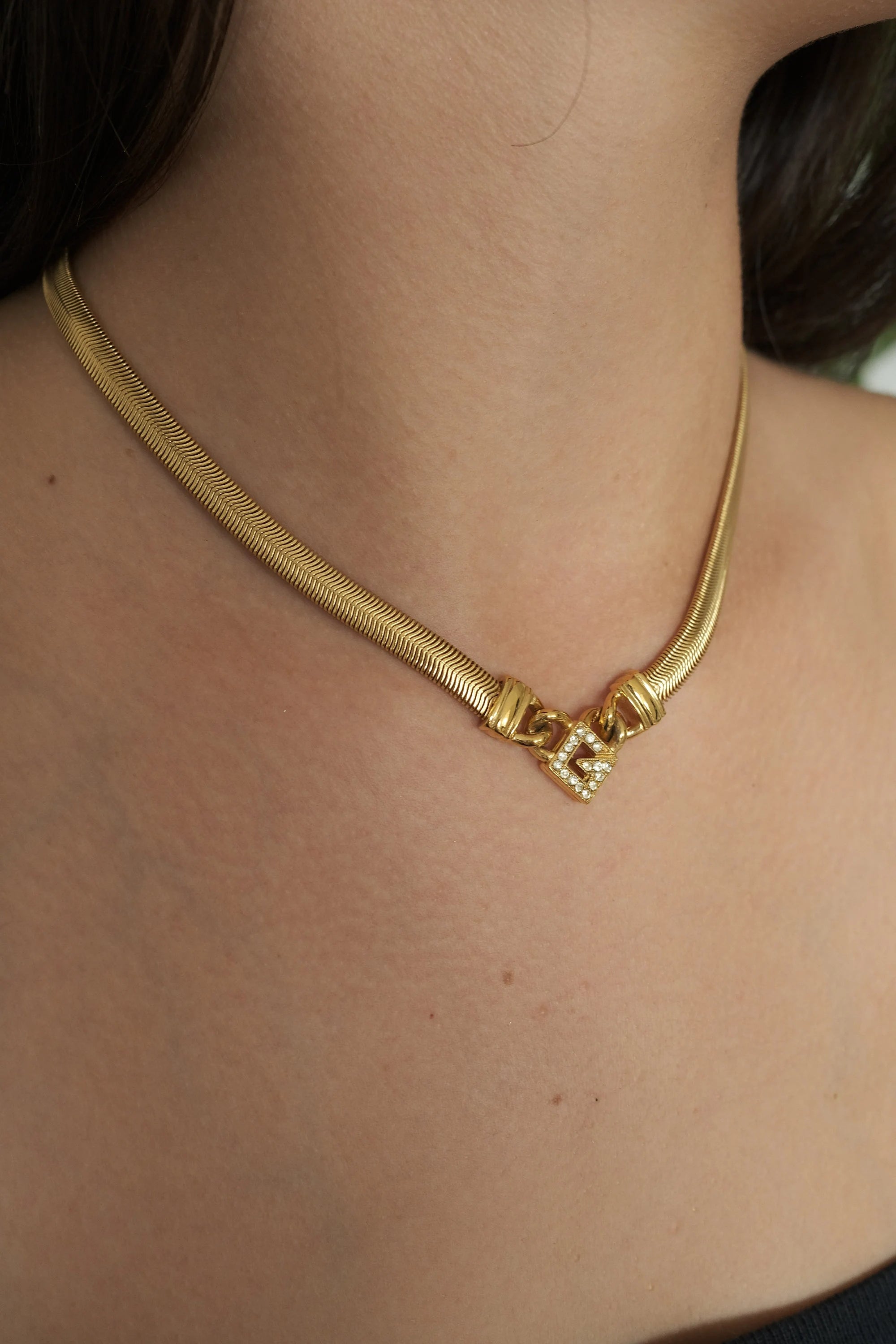 Vintage Givenchy Necklace, Vintage Gold Tone Necklace, Logo Necklace, Vintage Choker Necklace, Jewelry for Women, Gold Chain, Gift for her