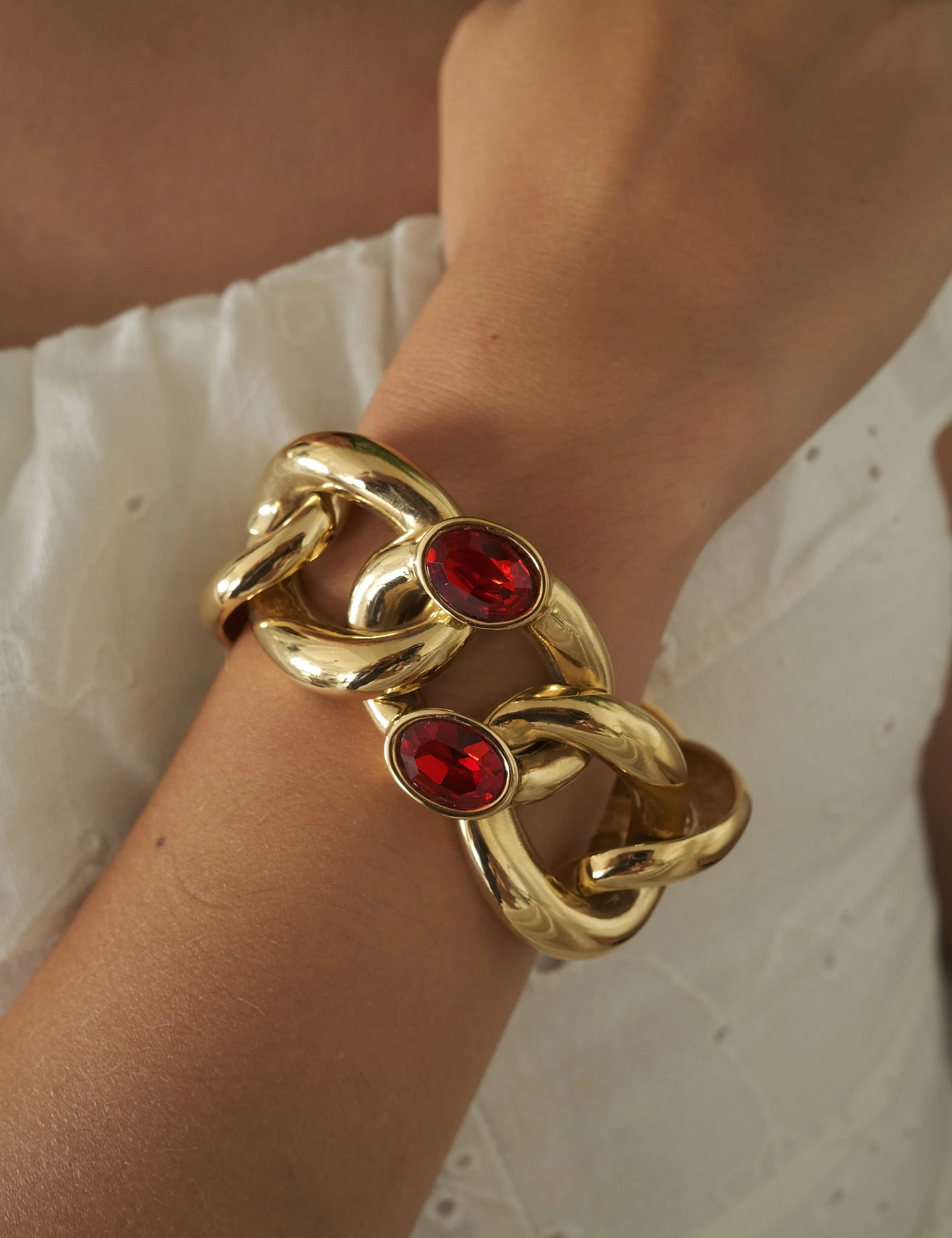 Givenchy Vintage Gold Tone Chain Bracelet Link Rhinestones Bujor Japan