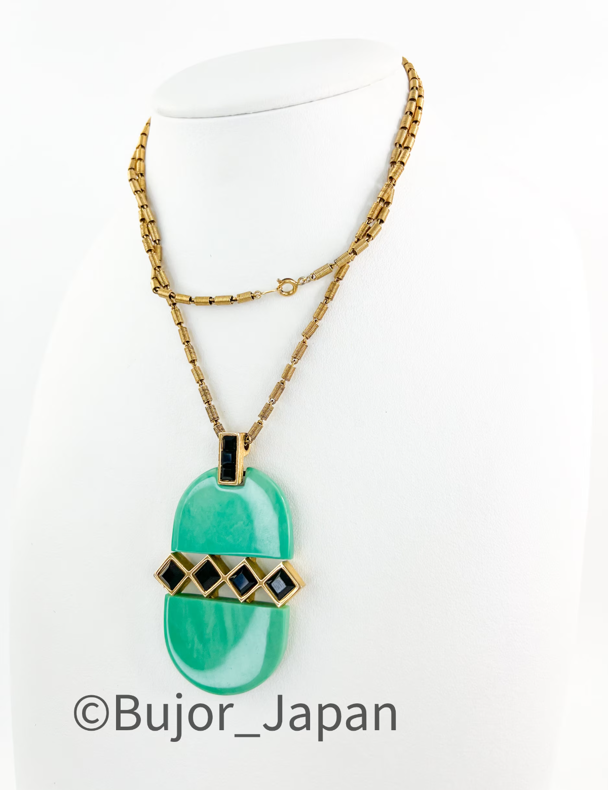 Vintage Givenchy Necklace, Givenchy Green Long necklace, Necklace Gold, Vintage Necklace Pendant, Jewelry for Women, Gift for her