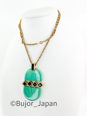 Vintage Givenchy Necklace, Givenchy Green Long necklace, Necklace Gold, Vintage Necklace Pendant, Jewelry for Women, Gift for her