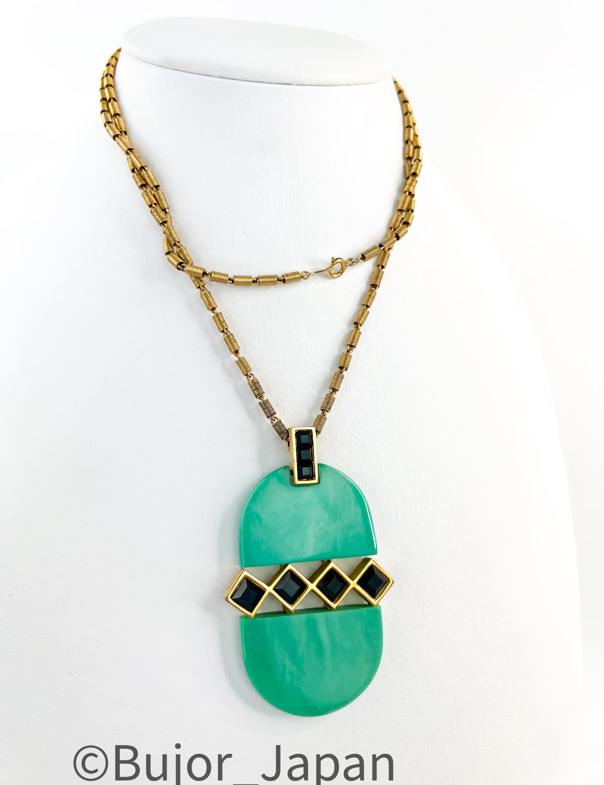 Vintage Givenchy Necklace, Givenchy Green Long necklace, Necklace Gold, Vintage Necklace Pendant, Jewelry for Women, Gift for her