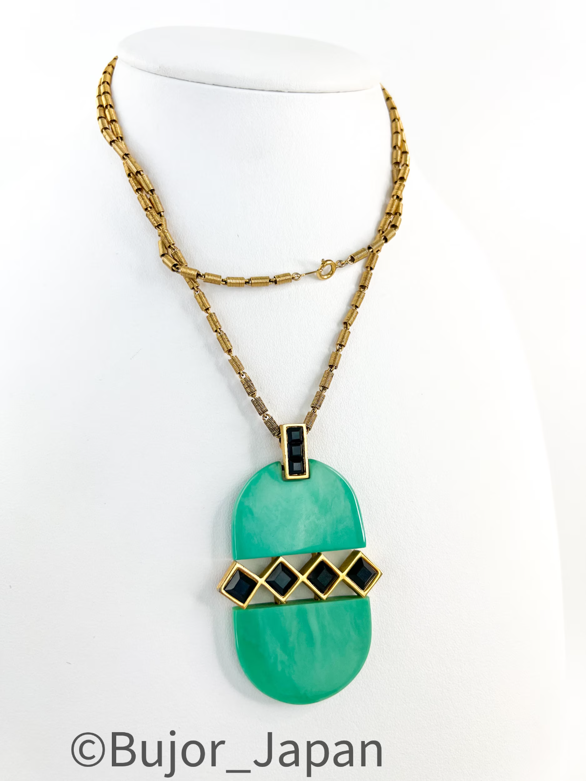 Vintage Givenchy Necklace, Givenchy Green Long necklace, Necklace Gold, Vintage Necklace Pendant, Jewelry for Women, Gift for her