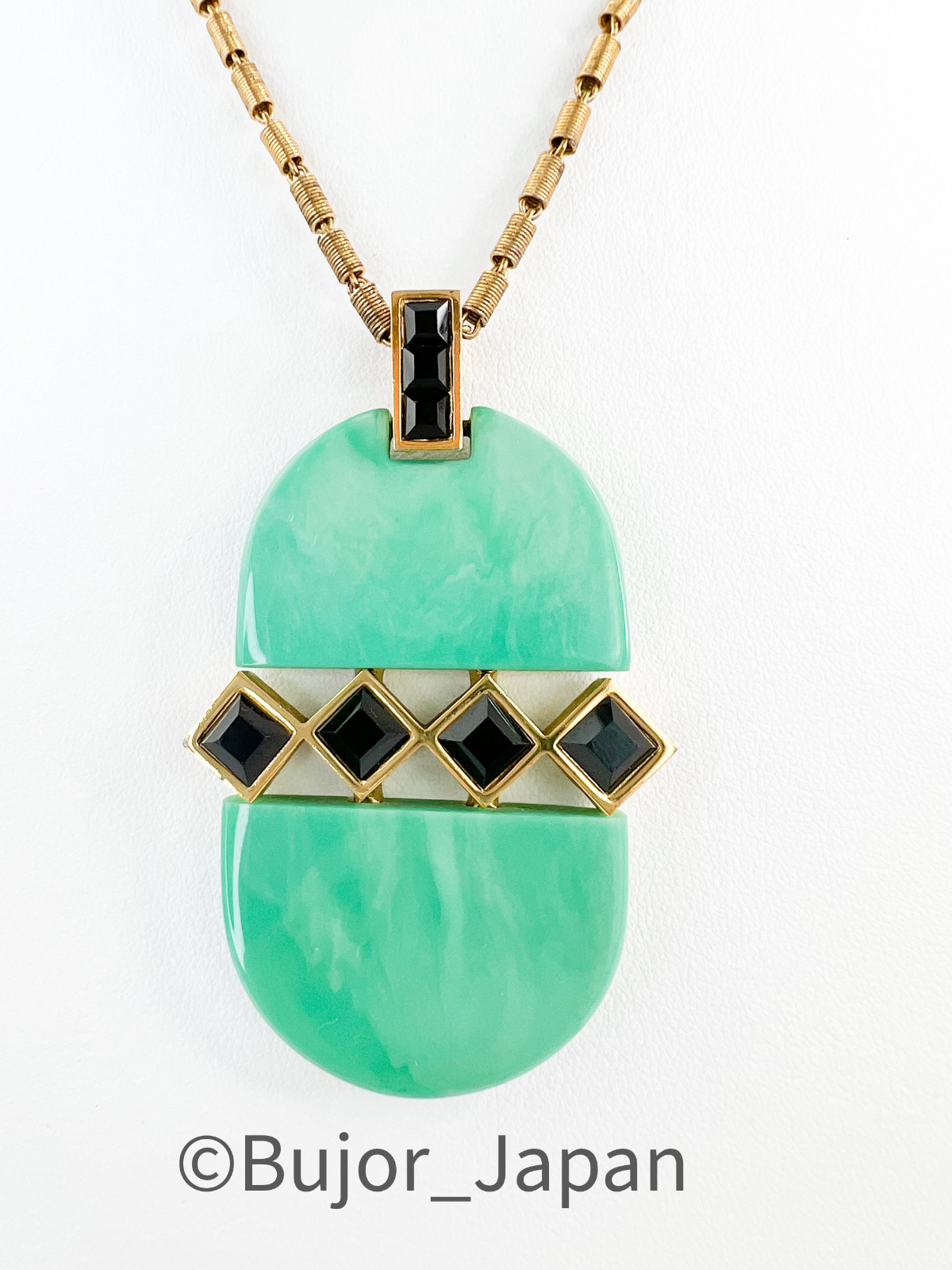 Vintage Givenchy Necklace, Givenchy Green Long necklace, Necklace Gold, Vintage Necklace Pendant, Jewelry for Women, Gift for her