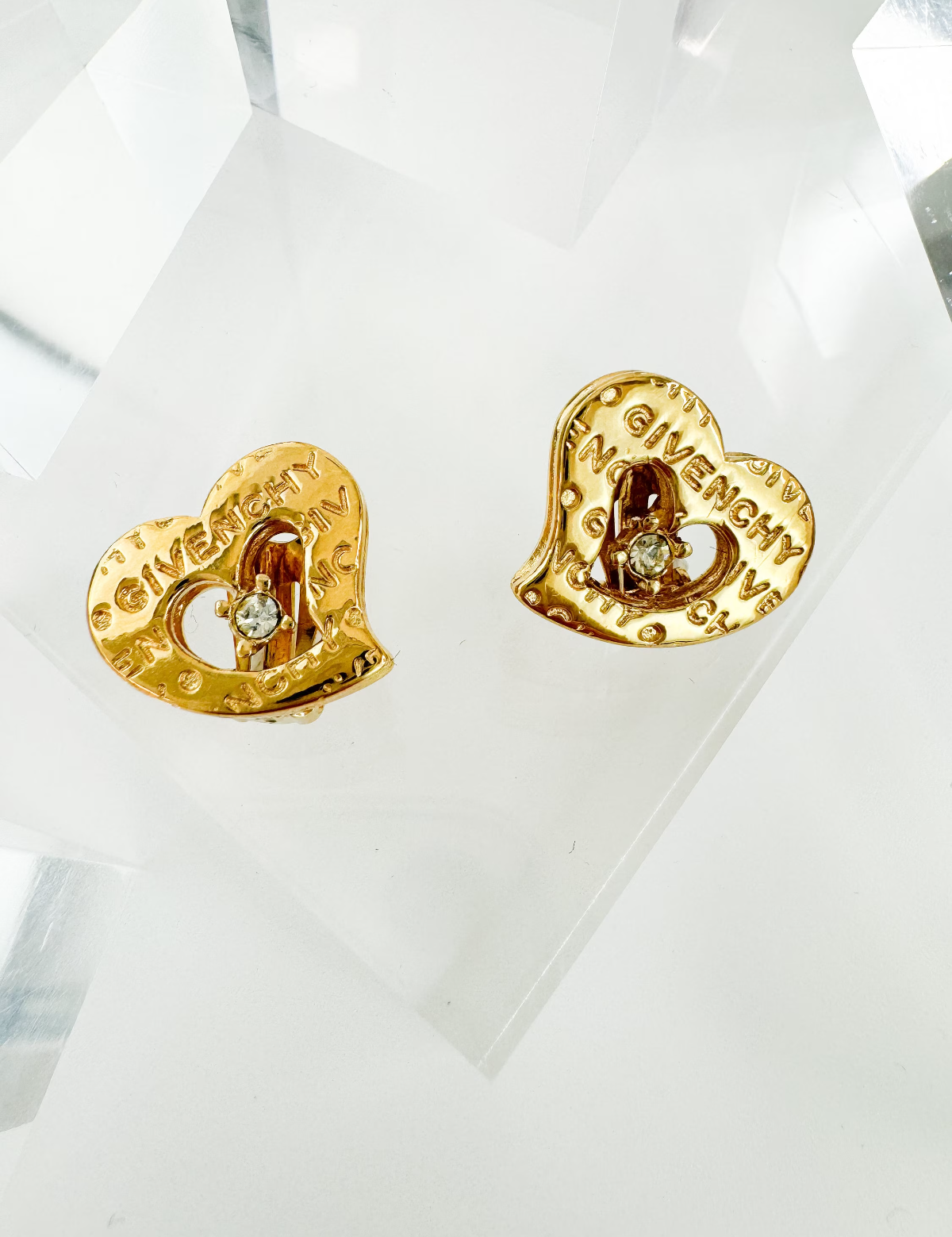 Givenchy Vintage Small Heart Charm Earrings, Gold Tone Earrings, Heart Earrings, Minimalist Earrings Cute Earrings, Gift for her